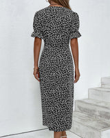 Gloria - Fresh V-Neck Dress with Floral Pattern