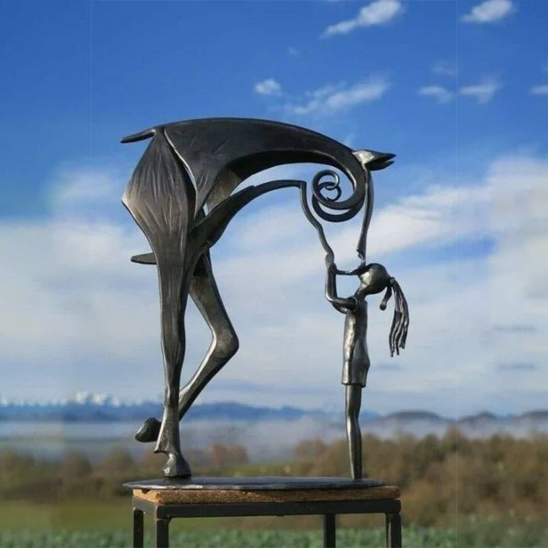 Metalen Paardensculptuur | Handgemaakt Tuinbeeld | Weerbestendig | 50×50×15 cm