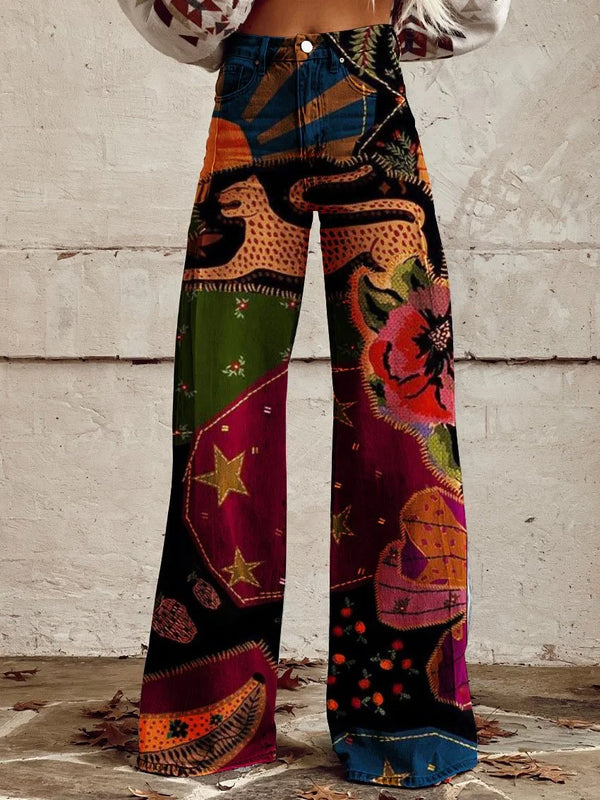 VintageEase™ Casual broek met vintage print