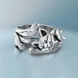 Dames Ring | Vintage Kat Design | Trendy Dieren Sieraad