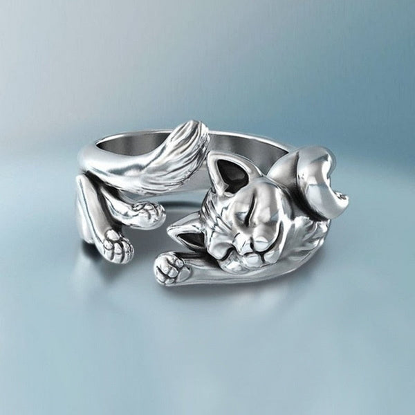 Dames Ring | Vintage Kat Design | Trendy Dieren Sieraad