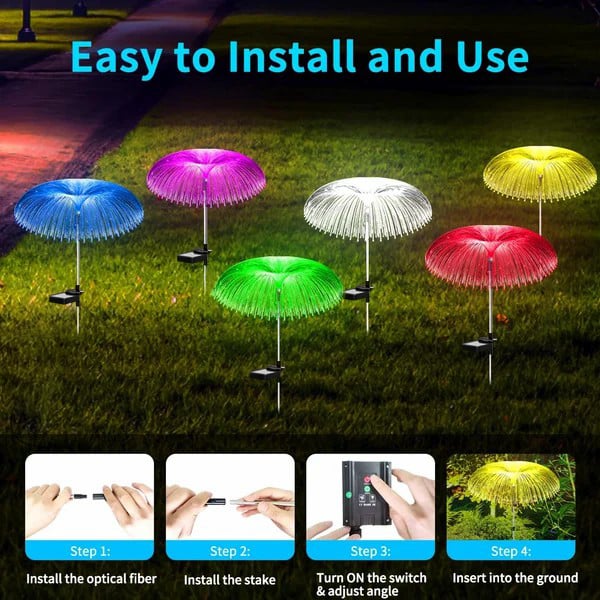 Solar Tuinlamp | Kikkerdril Jellyfish Design | Warm Wit & Kleurenwissel | 75 cm | Waterdicht