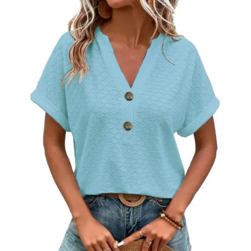 VitaBloom™ – Korte mouw zomerblouse voor dames met V-hals