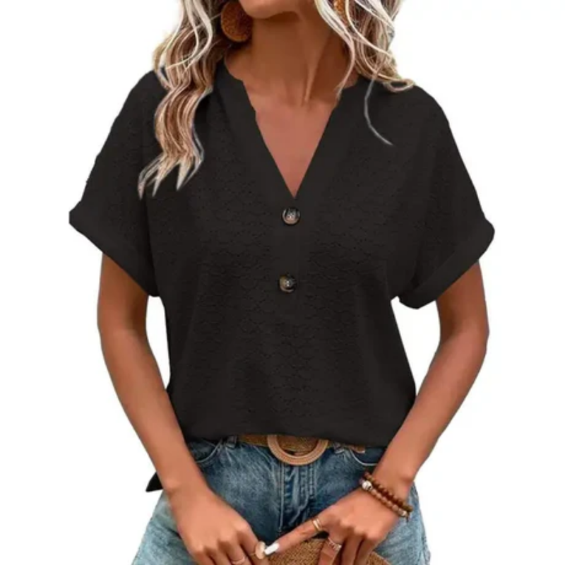 VitaBloom™ – Korte mouw zomerblouse voor dames met V-hals
