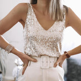 ShineVista™ – Elegant Sequin Top met V-hals voor Vrouwen