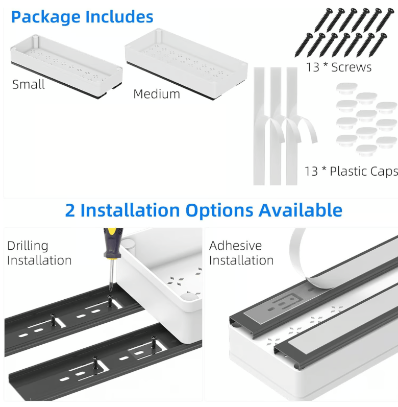 PlankSchuif Uittrekbare Kast Organizer | Boorvrije Montage | Ruimtebesparend Lade Systeem | ABS & Metaal