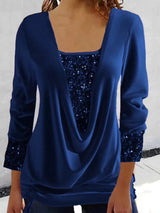 Helga™ Lange mouwen pailletten shirt