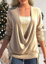 Helga™ Lange mouwen pailletten shirt