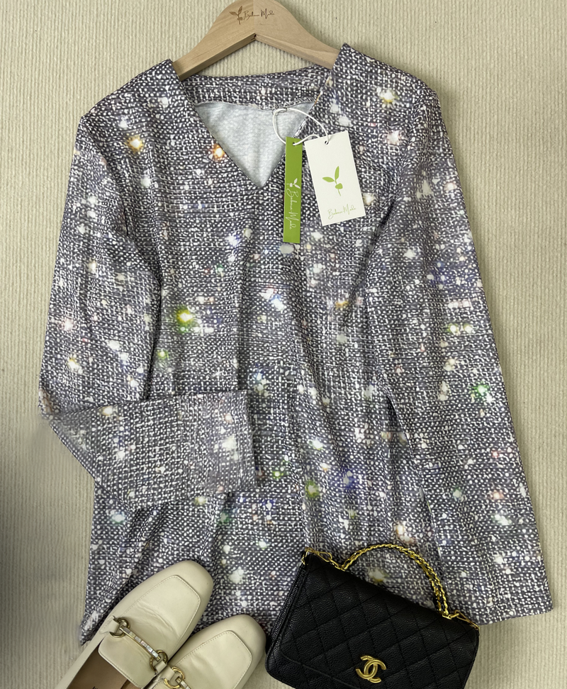Glamora™ – Elegante Glitter Top voor Dames met Lange Mouwen