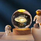 3D kristallen bol zonnestelsel | Lasergravure | Optioneel met LED-lichtbasis & geschenkdoos