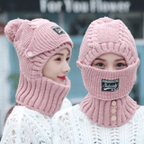 Dames Winterset | Gebreide Beanie Muts met Sjaal en Masker | Extra Warm & Zacht