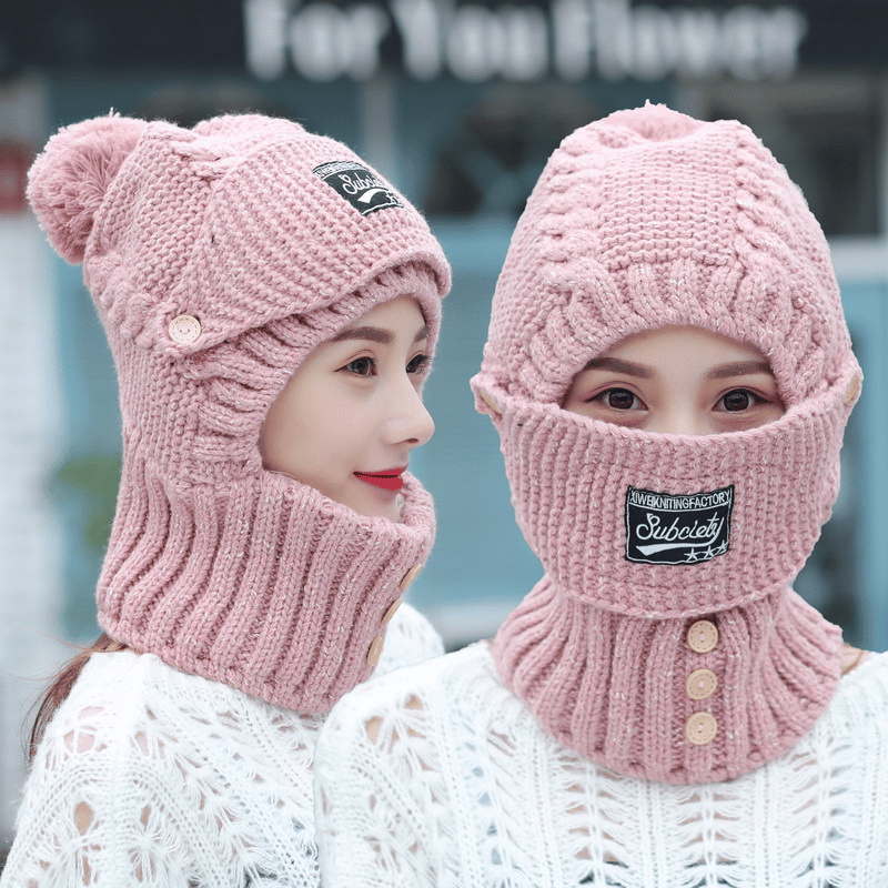 Dames Winterset | Gebreide Beanie Muts met Sjaal en Masker | Extra Warm & Zacht