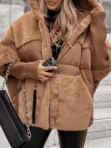 Dames winterjack | Losse pasvorm | Gevoerde gewatteerde jas met bontdetails