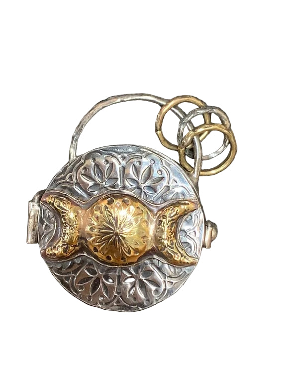 Zilveren Hanger met Geheim Vakje | Spirituele Locket met Drievoudige Maan & Levensboom