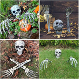 Halloween Tuinverlichting | Glow-in-the-Dark Schedel met Handen | 8 Lichtstanden | Weerbestendig