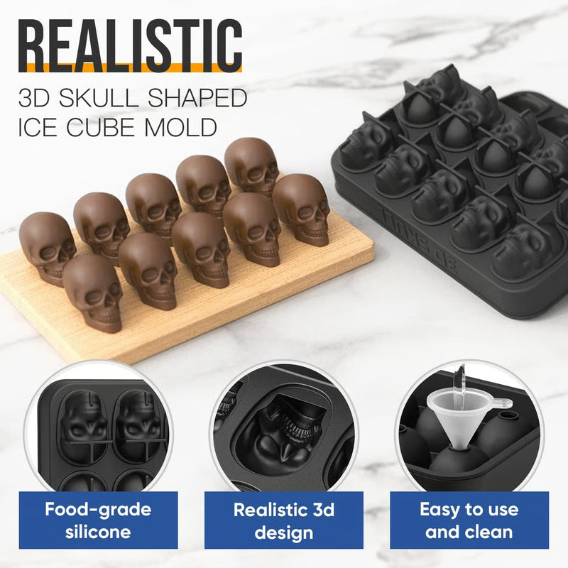 Halloween IJsblokjes Vorm | 3D Schedel Mal | Flexibel Silicone | Voor Drankjes en Desserts
