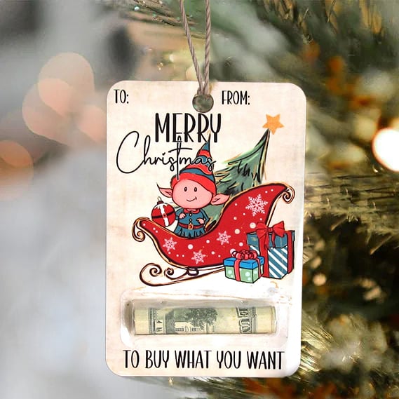 Kerst Geldhouder | Houten Decoratie | Handgemaakt Cadeau Idee
