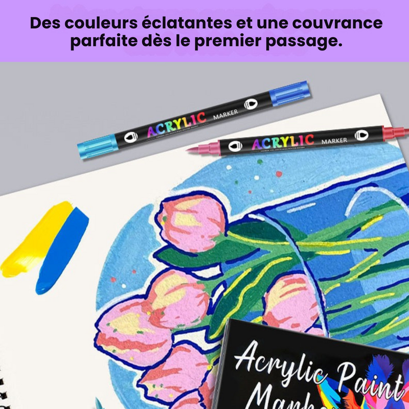 Acrylmarker Set | Precisiespunt | Dekende kleuren voor hout, stof, steen, metaal & meer