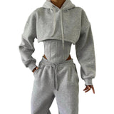Dames Lounge Set | 3-delig | Cropped Hoodie, Tanktop & Broek met Enkelboorden