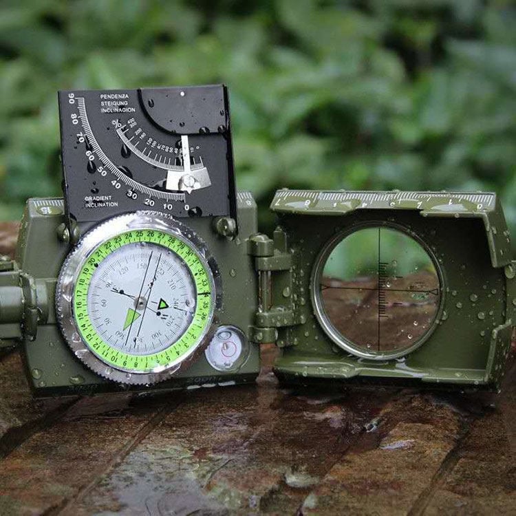 Militaire Kompas | Waterdicht | Clinometer & 360° Richtingschaal | Aluminium Legergroen