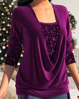Helga™ Lange mouwen pailletten shirt