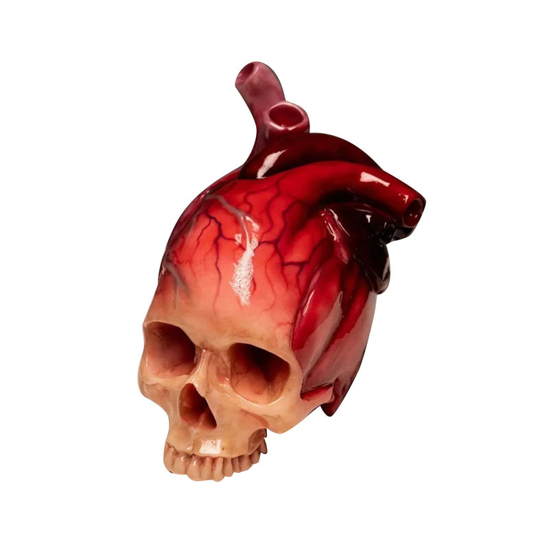 HeartGloom™ Realistische Halloween-Totenschädel-Skulptur in Herzform