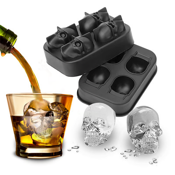 Halloween IJsblokjes Vorm | 3D Schedel Mal | Flexibel Silicone | Voor Drankjes en Desserts
