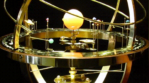 Interactief Zonnestelsel Model | 9 Planeten & 28 Manen | Messing Tandwielen & Halfedelstenen