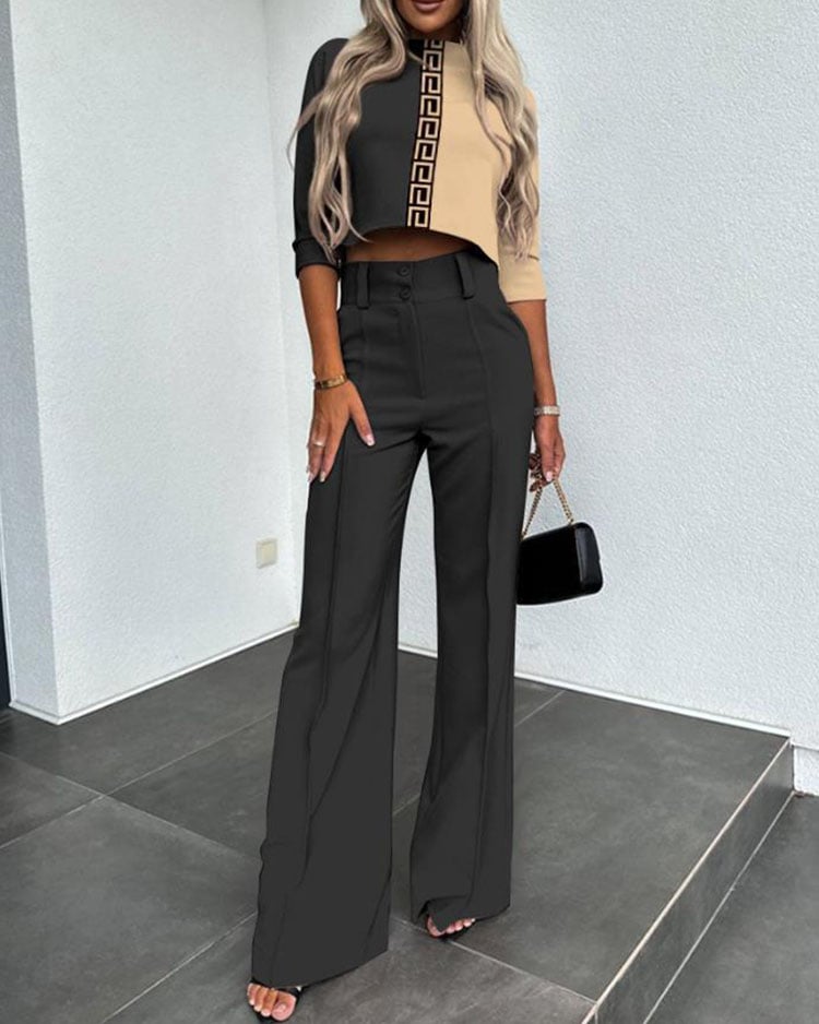 Dames Jasje & Rechte Hoge Taille Broek Set | Effen Kleur | Chic & Comfortabel