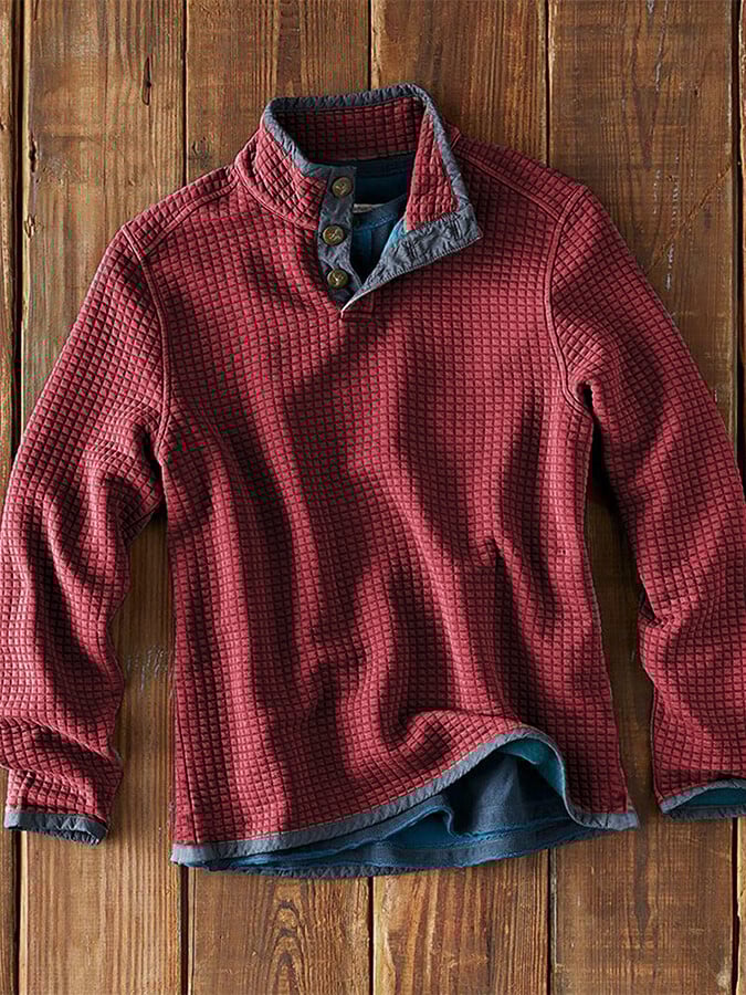 Heren Casual Overhemd | Losse Pasvorm | Opstaande Kraag | Lange Mouw