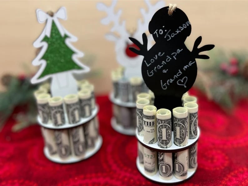Kerst Geldhouder Ornament | Houten Decoratie | Handgemaakt Cadeau Idee