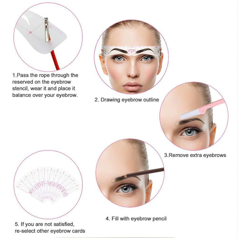 Wenkbrauw Sjabloon Kit | 12-delig Brow-Mapping Systeem | Perfecte Symmetrie