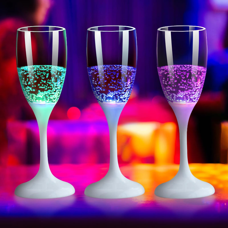 LED Wijn- en Champagneglazen | 6 Kleuren | Vloeistof Geactiveerd | Herbruikbaar | Set van 2 Stuks