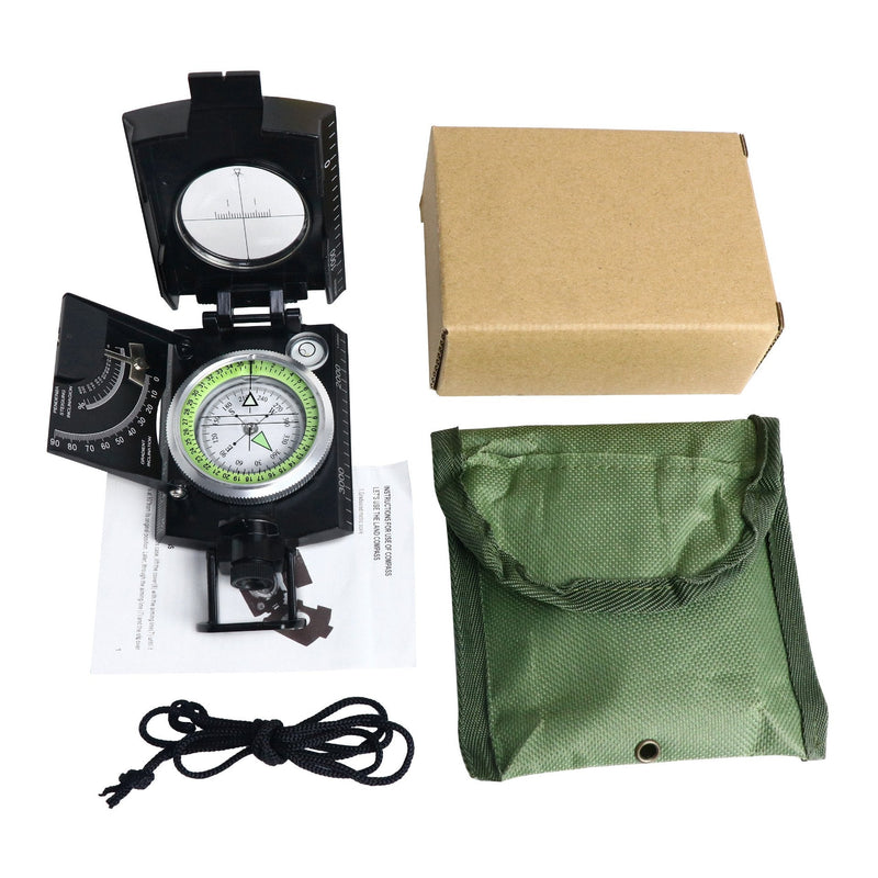 Militaire Kompas | Waterdicht | Clinometer & 360° Richtingschaal | Aluminium Legergroen