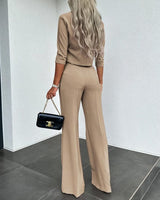 Dames Jasje & Rechte Hoge Taille Broek Set | Effen Kleur | Chic & Comfortabel