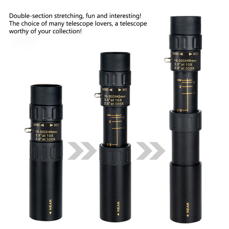 Monoculair Telescoop | 10–300X Zoom | Nachtzicht | Waterdicht & Schokbestendig | Compact Titanium