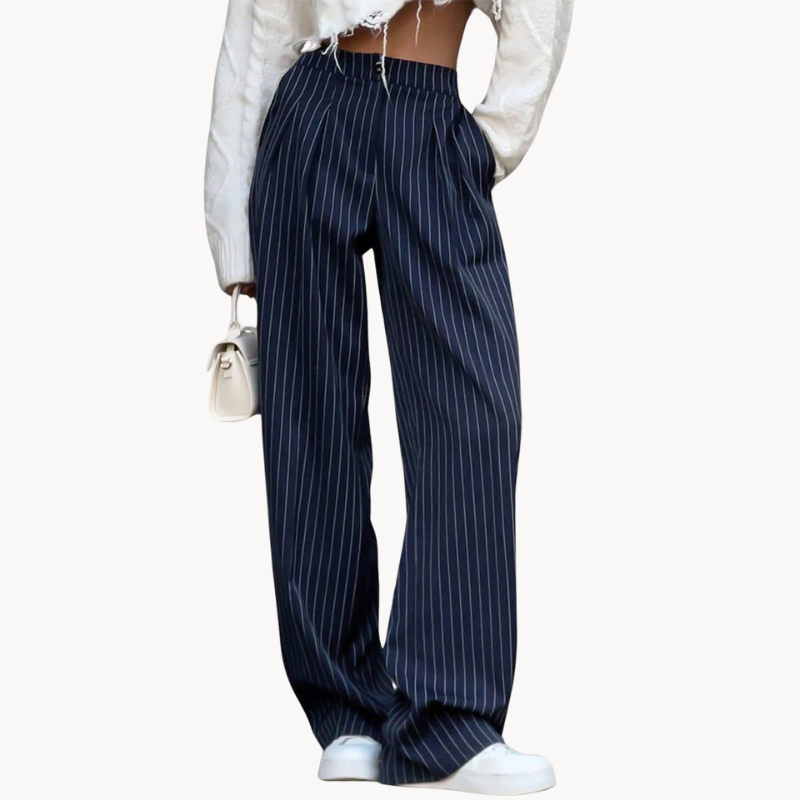Isalie | Chic Pinstripe Geplooide Dames Broek