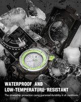 Militaire Kompas | Waterdicht | Clinometer & 360° Richtingschaal | Aluminium Legergroen