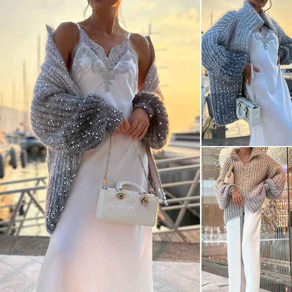 Dames Vest | Gebreid met Pailletten | Subtiele Glans & Comfort