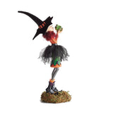 Halloween Heks Beeldje | Handgemaakt Resin | Mossige Standaard | 46 cm Hoog