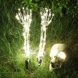 Halloween Tuinverlichting | Glow-in-the-Dark Schedel met Handen | 8 Lichtstanden | Weerbestendig