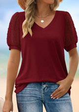 Janne - V-hals T-shirt met mouw en buikbedekking