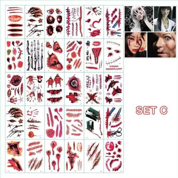 Halloween Tijdelijke Tattoo Stickers | Waterproof | Realistisch & Veilig