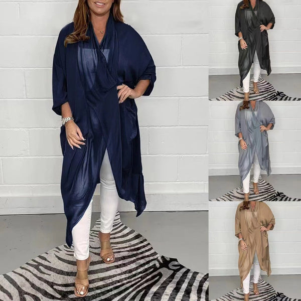 Dames V-hals Top | Losvallend Design | Vloeiende Stof met Luxe Glans