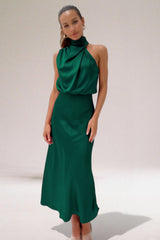 Aveline – Elegant satijnen halter-maxi-jurk voor dames