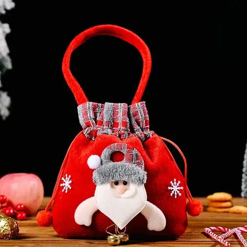 Kerst Cadeauzakjes | Herbruikbare Stoffen Cadeautas | Sneeuwman, Kerstman & Rendier Designs