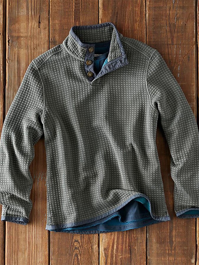 Heren Casual Overhemd | Losse Pasvorm | Opstaande Kraag | Lange Mouw
