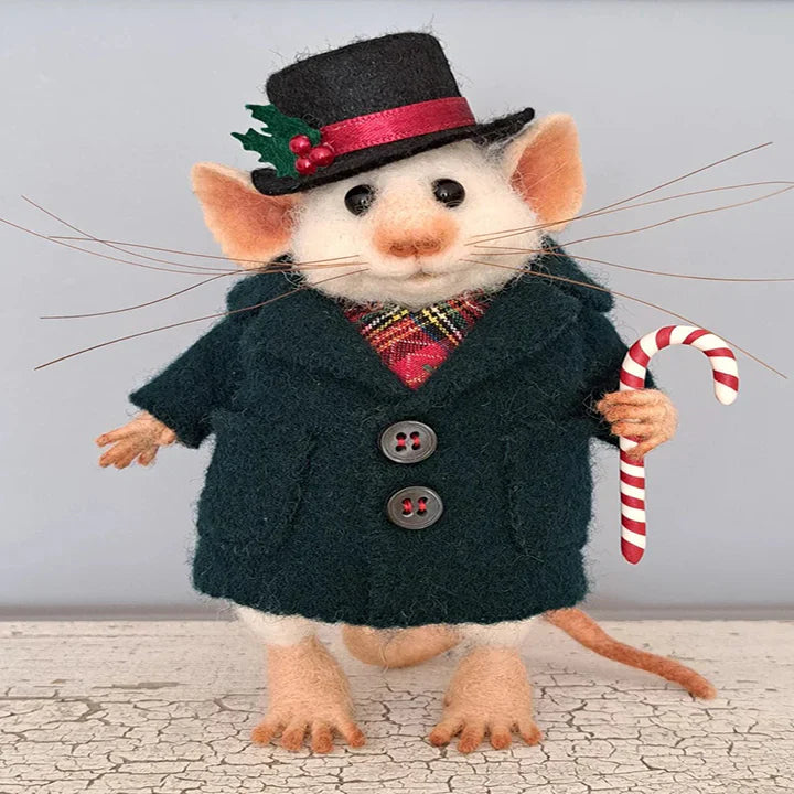 Kerst Ornament | Handgemaakte Viltmuis | Duurzaam & Decoratief