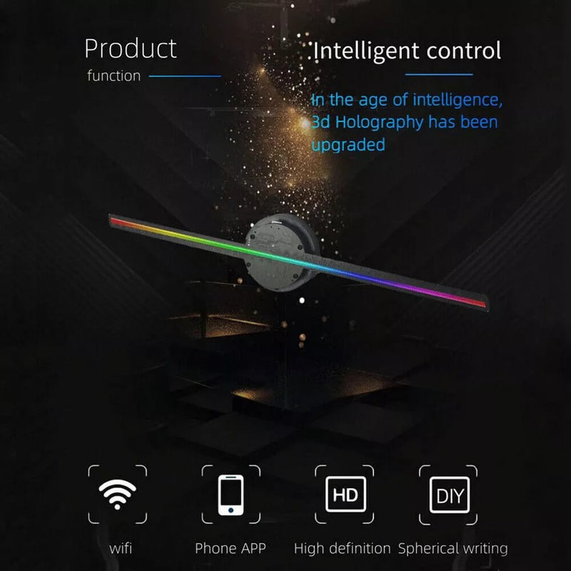 HoloDraai™ | 3D Hologram LED Ventilator Projector | WiFi App-bediening | 224 LEDs | Android & iOS Compatibel