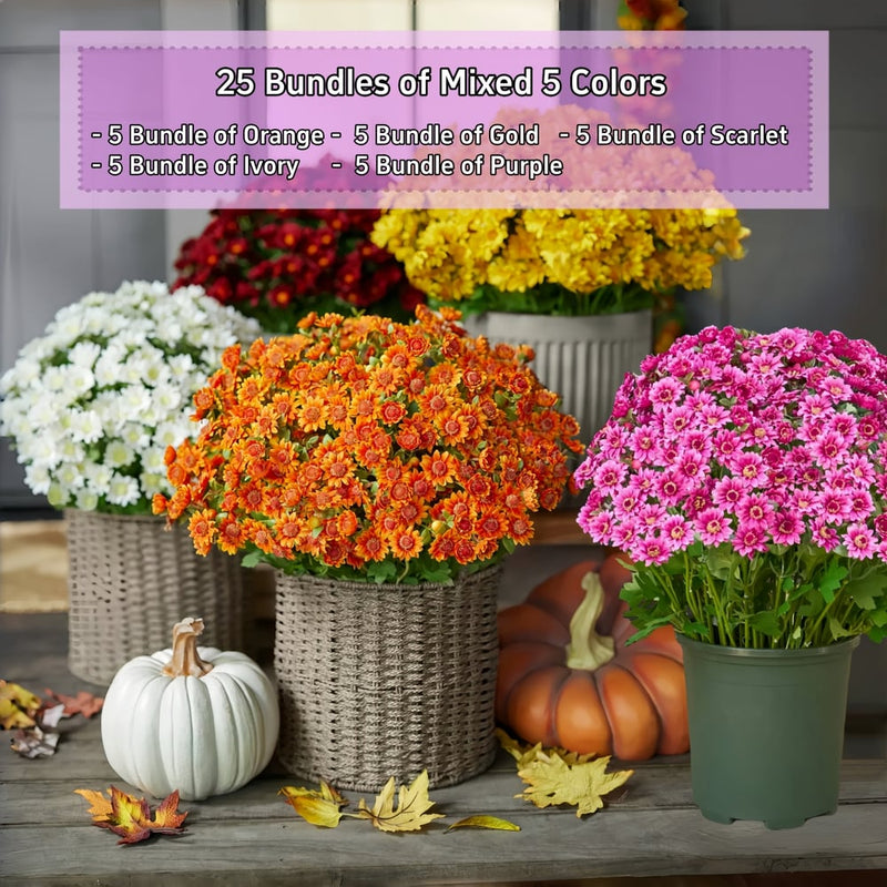 Kunstbloemen Chrysanten | UV-bestendig | Levensecht Design | Herfstdecoratie voor Veranda & Tuin